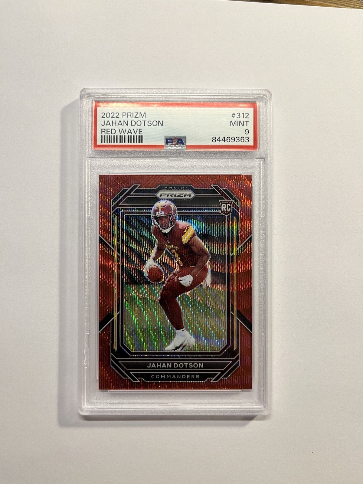 2022 Panini Prizm - Rookies Red Wave Prizm #312 Jahan Dotson /149 PSA 9 B4