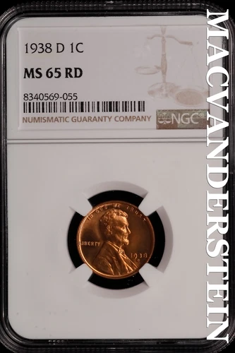 1938-D Lincoln Wheat Cent-NGC MS 65 RD Choice Gem BU No Reserve #SLL507