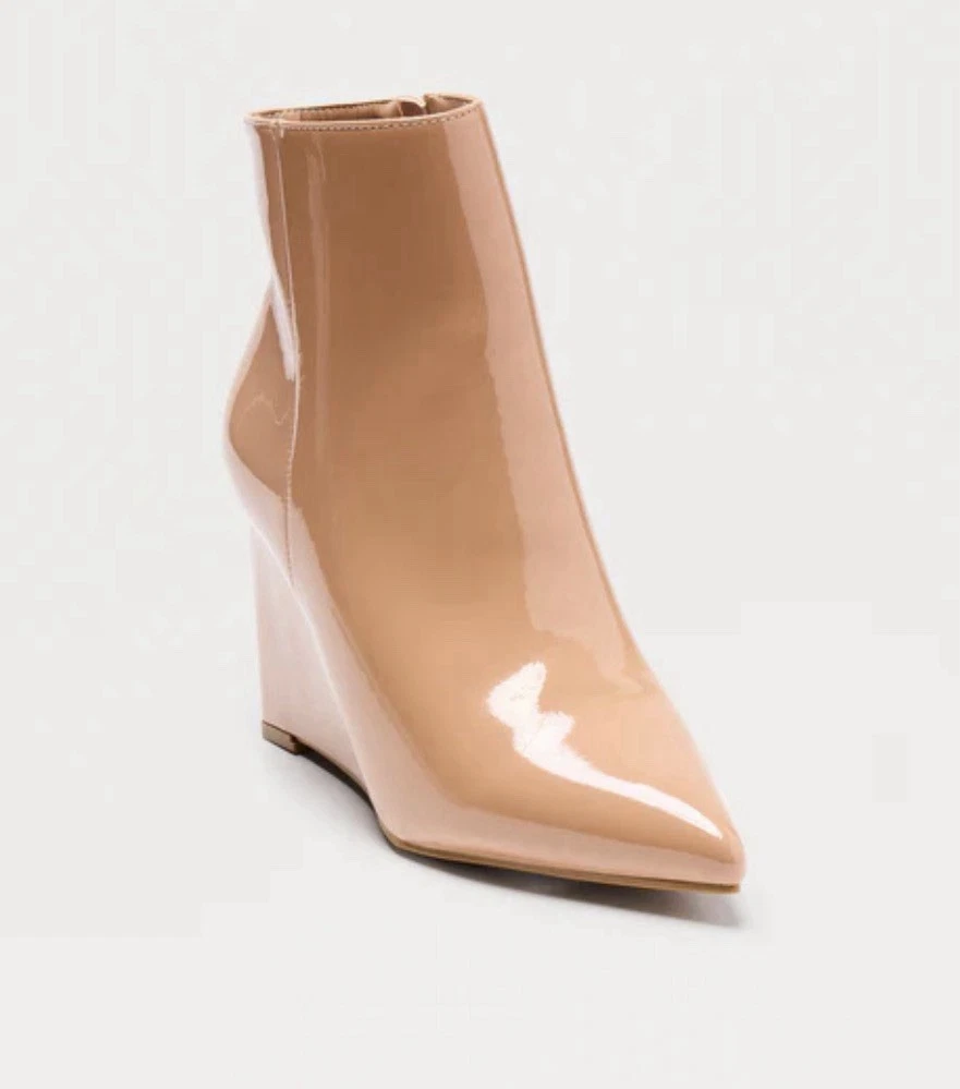 Anne Michelle Mujeres Beige Charol Botines Punta Cremallera EE. UU. 7.5