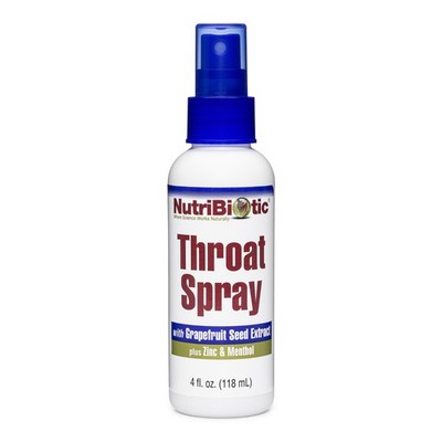 NutriBiotic Throat Spray 4 Fl Oz with Grapefruit Seed Extract, Zinc & Menthol
