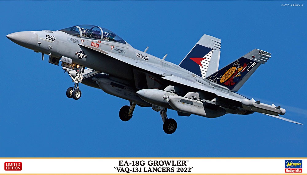 HASEGAWA, EA-18G Growler - VAQ-131 Lancers 2022 da assemblare e dipingere, 1/...