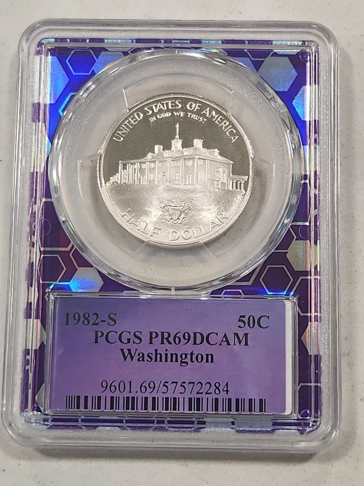 1982-S Silver George Washington Commemorative Half Dollar PCGS PR69 DCAM Purple - Image 2 of 2