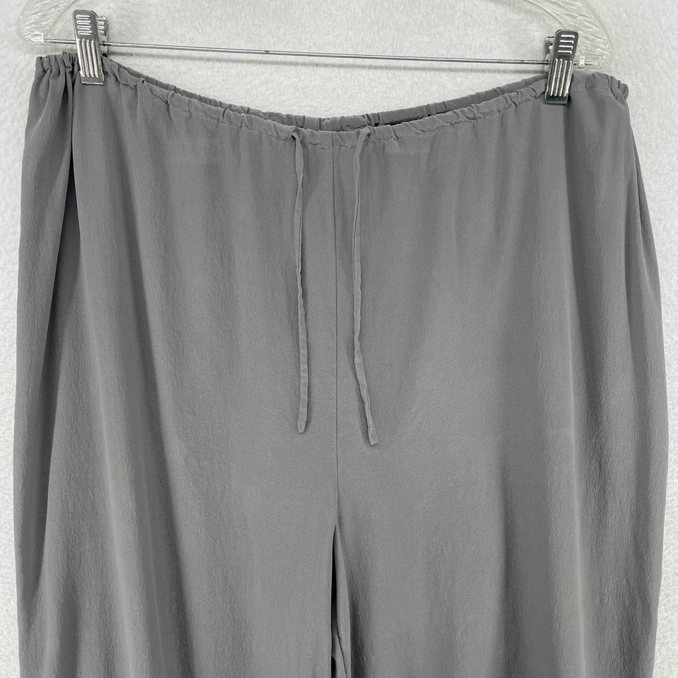 Pantalones AMANDA SMITH XL 100% Seda Crepe de China Pull On Pierna Recta Gris Foto 3 de 4