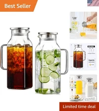 Glass Pitcher Square 2L for Water Iced Tea Coffee Milk Drink Serveware