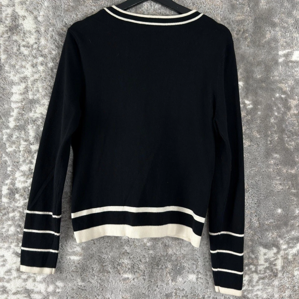 Cárdigan Suéter Moda Internation Talla L Rayas Negro Manga Larga Informal Exterior Foto 4 de 4