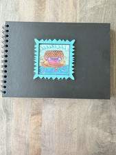 Noah  s Ark Baby Scrapbook Album, Unique Wood Paint Black Multicolor 10.5x7.5  