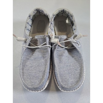 Hey Dude Wendy Star Azora Blue Chambray Slip On Loafers Womens 8 40080-4LM