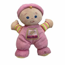 Fisher Price Baby s First Doll Rattle Stuffed Baby Doll Pink Blue Eyes
