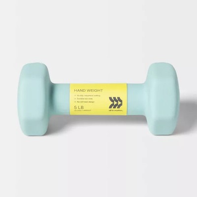 ALL IN MOTION DUMBBELL 5LBS PVC COATED, IRON FILLED, ARM WORKOUT - AQUA