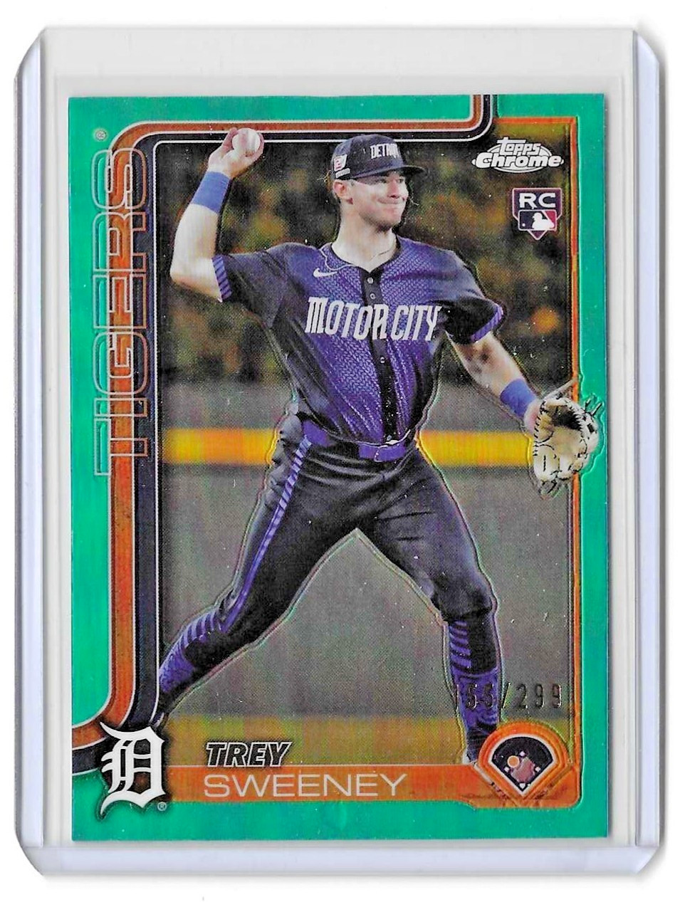 TREY SWEENEY  2025 Topps Chrome #6  TEAL REFRACTOR ROOKIE  /299  Detroit Tigers