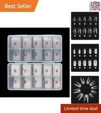 Acrylic False Nail Tips Full Cover 1000pcs 10 Sizes Clear Natural Salon