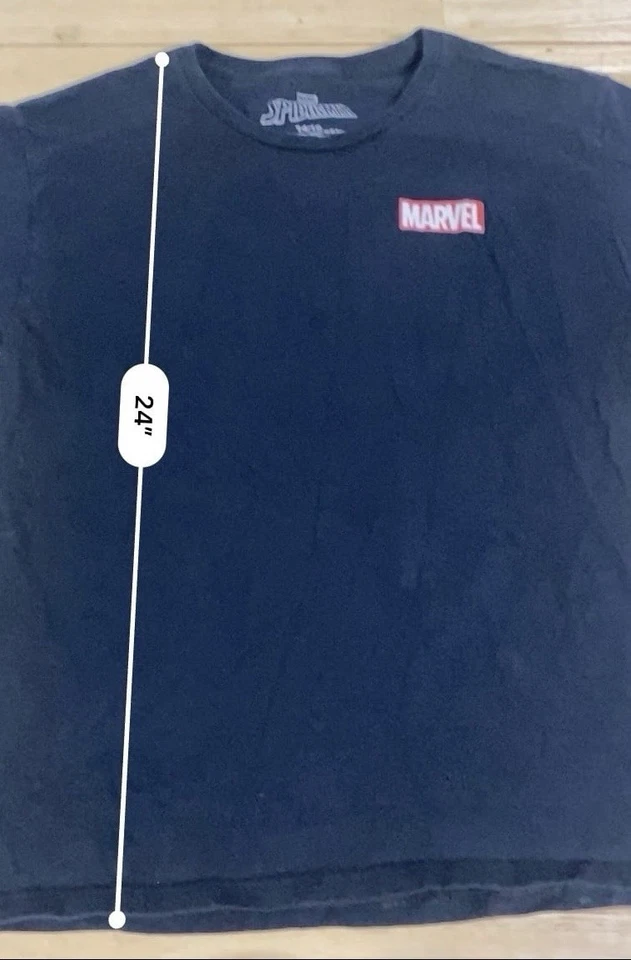 Preowned Marvel Spider Man Child Large T-Shirt (14/16) 17x24 Two Sided Comics - Image 4 of 4