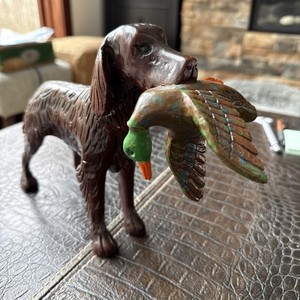 HAND CARVED, WOODEN, "IRISH SETTER" SCULPTURE