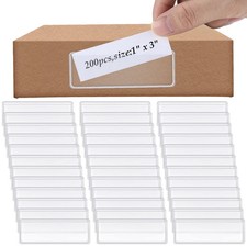 200 Pcs Label Holder Self Adhesive Clear Pocket 3x1 Inch Plastic Shelf Tag St...