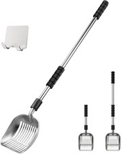 Cat Litter Scoop, Metal Litter Scooper with Deep Shovel, Detachable Long Handle