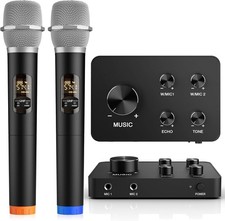 Wireless Karaoke Microphone System, Dual Handheld Mixer Wireless Microphones