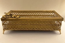 Hollywood Regency Tissue Kleenex Box Holder  Roses Vintage Filagree