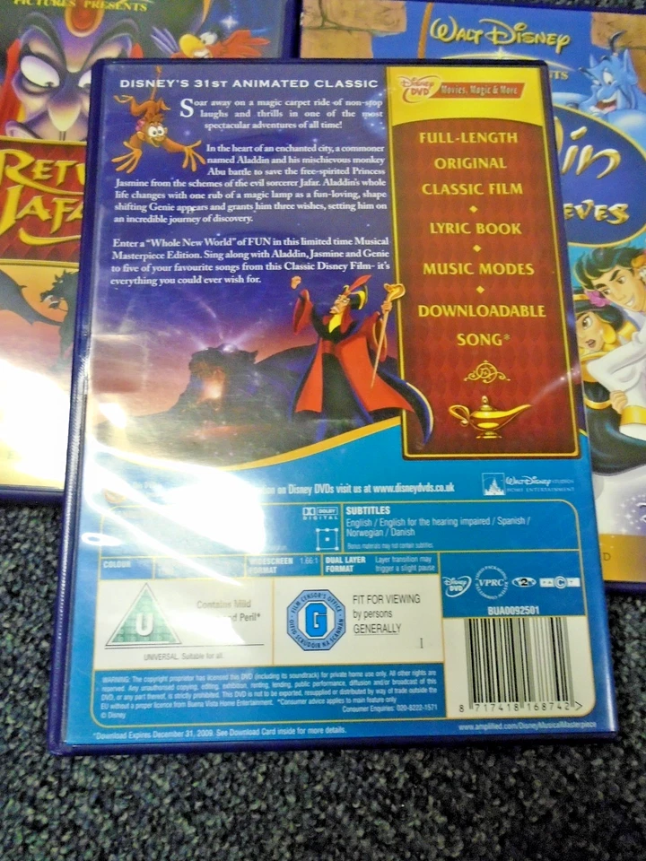 Disney's Aladdin Trilogy (1992) - Robin Williams - 3x DVD - Region 2 - VGC - Image 3 of 4