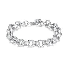Women 925 Sterling Silver Diamond Cut Belcher Bracelet (9mm Thick & 8 Inch) SP