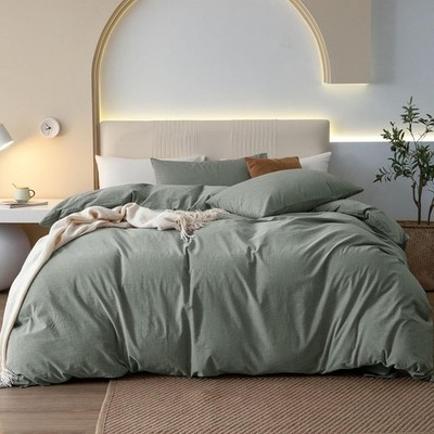 Super King Plus Duvet Cover Set, 3-Piece - 100% Washed Cotton, Linen-Like Soft &