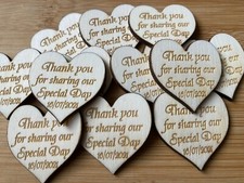Personalised Contemporary Wooden Hearts 4cm Table Decorations Wedding Favours