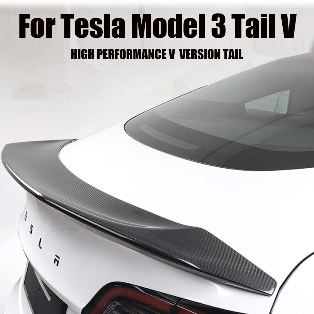 Fit For Tesla Model 3 V Rear Trunk Spoiler Wing Lip Real Carbon Fiber 2017-2023