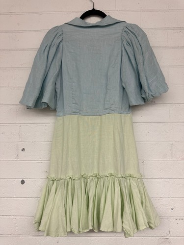 LEO LIN Casual Cambridge Mini Colour Block Dress AU Size 10 RRP 599 WITH DEFECTS - Picture 3 of 5