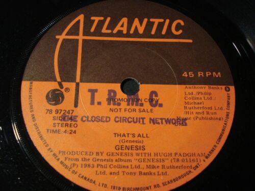 GENESIS 1983 Promo 45 / That's All - Second Home By The Sea - Picture 1 of 2