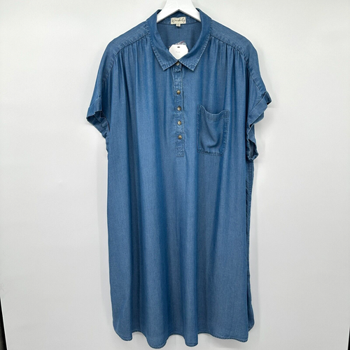 Wonderly Dress Womens Plus Size 3X Blue Chambray Denim Shift 100% Lyocell New