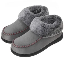 Womens Warm Cozy Slippers Memory Foam Faux Fur Bootie High Ankle House Shoes