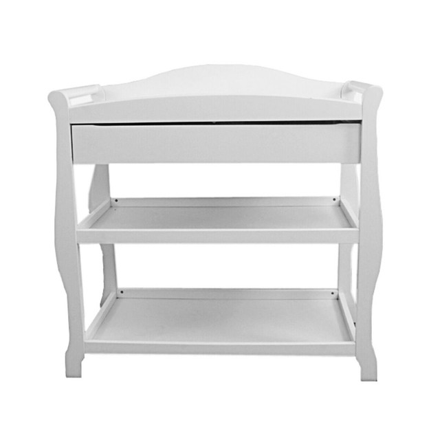 white wooden changing table