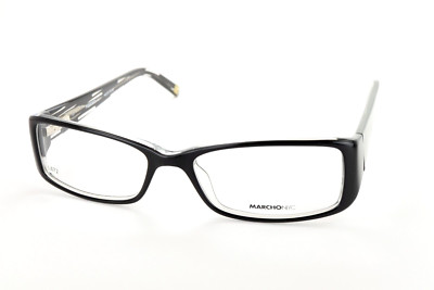 MARCHON NYC DAKOTA 001 Polished Black on Clear 52-16-135 Frames Flex Hinge L472