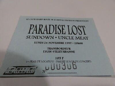 SELTEN / TICKET TICKET KONZERT PARADISE LOST. SUNDOWN . UNCLE MEAT 1997