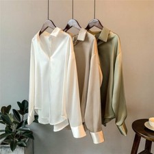 Silk Shirt Blouse Fashion Sheer Top Plus Size Vintage Longsleeve Womens Shirt