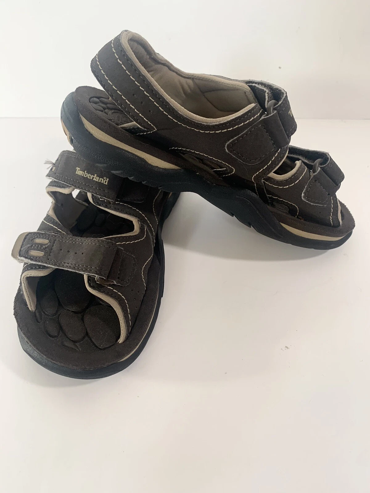 Sandali estivi ragazzi Timberland Sandstamper 51791 marrone scuro in pelle cinturino taglia 1