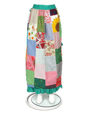 Vtg Handmade Cottagecore Prairie Apron Patchwork Reversible Long Apron Skirt 351