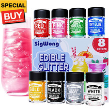 Edible Glitter - 8 Colors Luster Dust Edible Set for Drinks, Food Grade Edible G