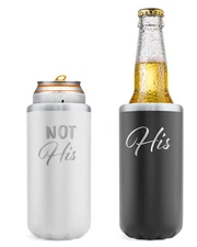 Slim Can Cooler His and Hers Gifts Insulated for Skinny Can “His/Not His”