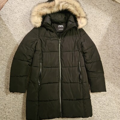 Zara Trf Outwear Collection Black Puffer Coat Jacket Size S