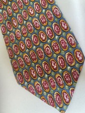 Vintage Silk Tie Enrico Coveri Moss Green Background Made in USA T127