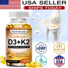Vitamin K2 (MK7) + D3 Extra Strength Bone & Heart Health Non GMO Capsules