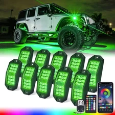 Xprite 10 Pods RGB LED Rock Lights Underglow Kit Offroad Bluetooth Remote APP