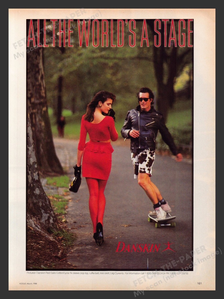Danskin Women's Dress & Red Tights Skateboarder Dude 1980s Print Ad 1988 |  eBay