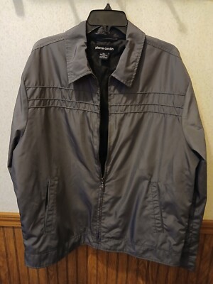 PIERRE CARDIN Gray Lightweight Jacket Gray, Size Large