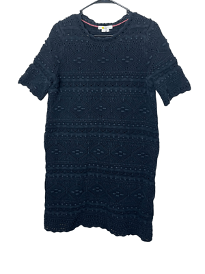 Boden Claudia Textured Knitted Black Dress Size 10 Long