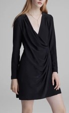 Club Monaco Silk Side Drape Dress - Black Size 10. Holiday Sale