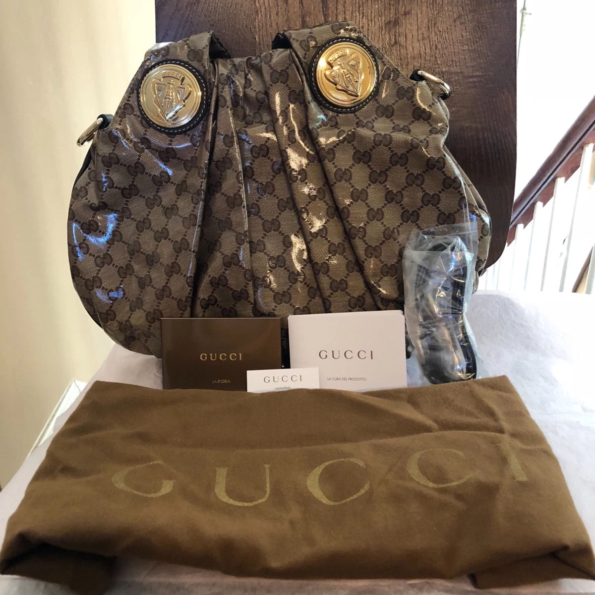 Vintage Gucci Luggage Travel Bag. Underneath Internal Logo Is Serial Number.