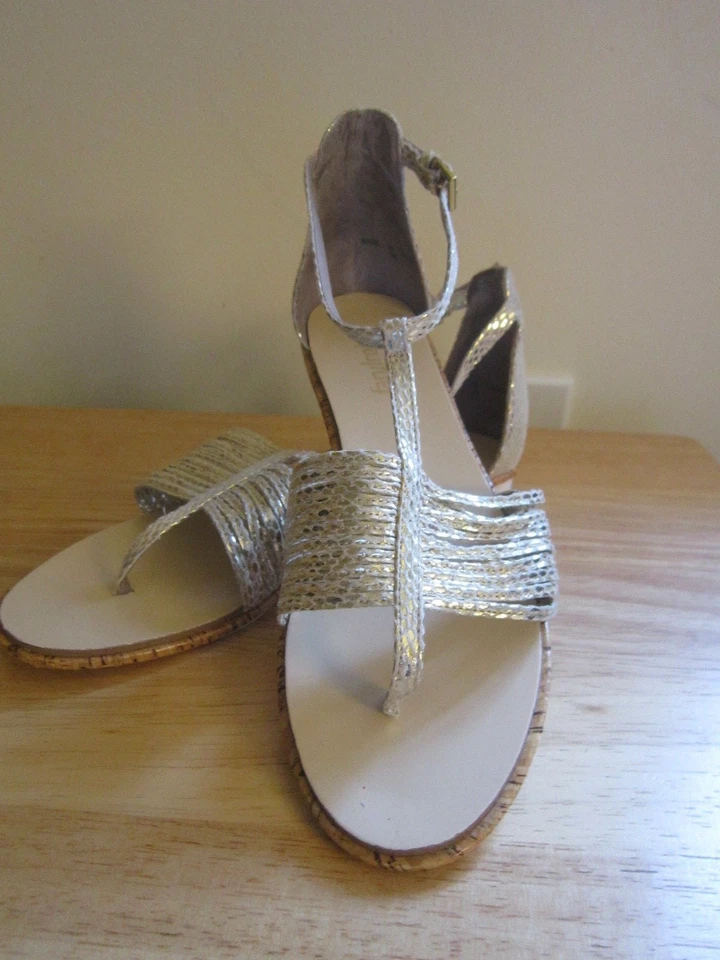 Faryl Robin Gold Sandal Strappy Shoe Ankle Wrap Anthropologie 39 EU 8 US Snake - Image 4 of 4