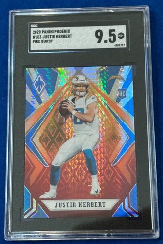 JUSTIN HERBERT Rookie 2020 Phoenix Fire Burst #103 SGC 9.5 Mint+