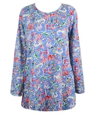 Mistral Jersey Blue/Red Tropical Animals Print Tunic Dress Size 12 RRP £34.99